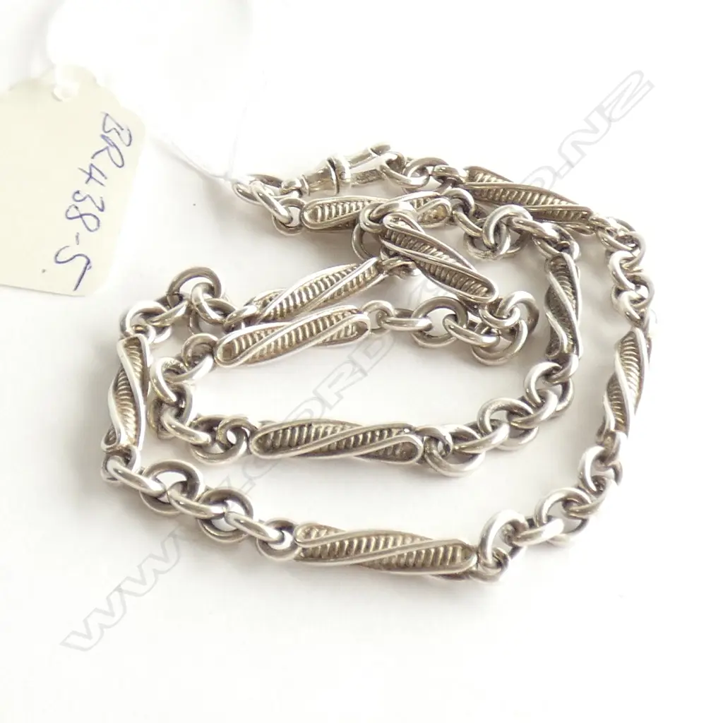 (18660) ANTIQUE SILVER FOB CHAIN UNCOMMON LINK Image 1++