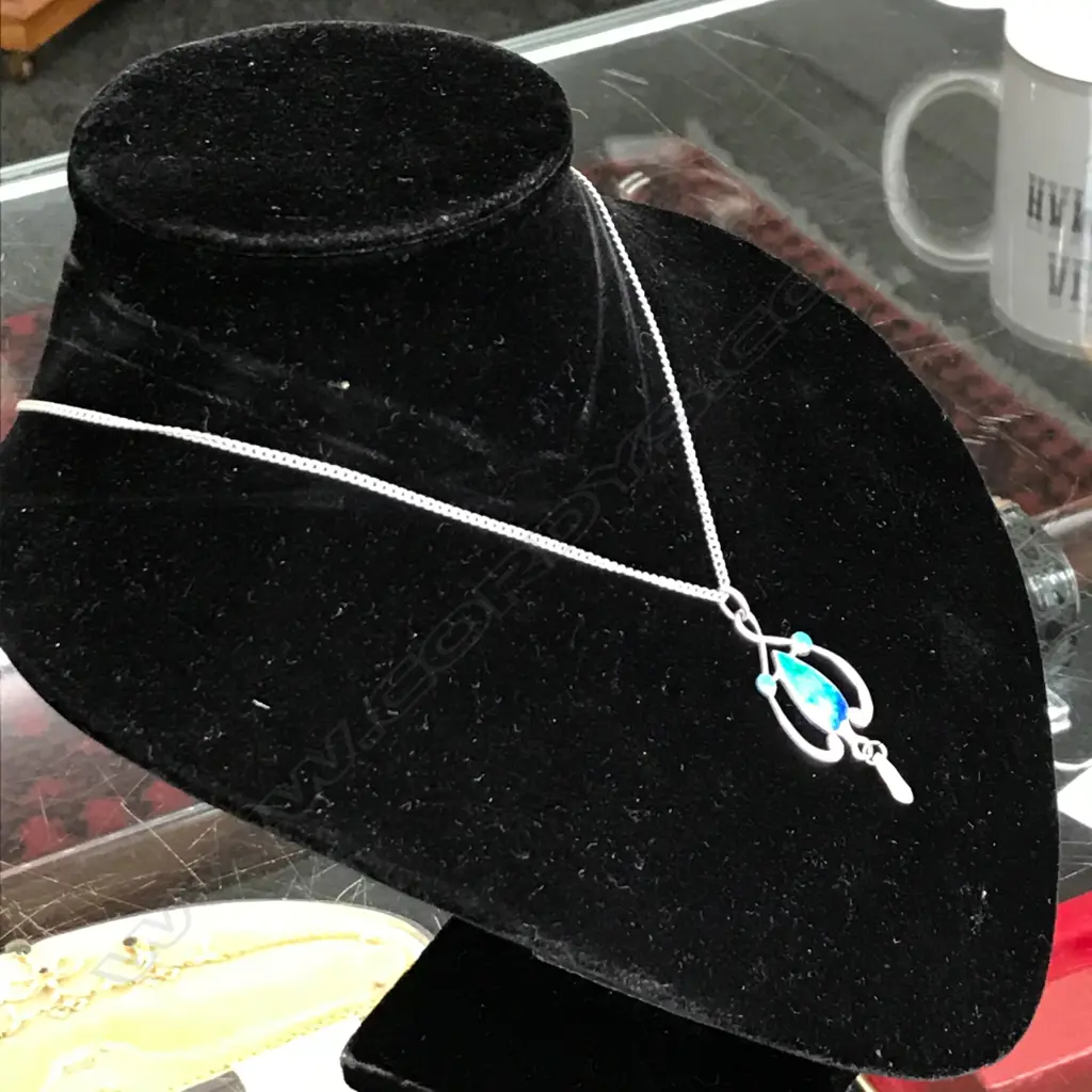 AN ART NOVEAU STG SILVER & ENAMEL PENDANT, by JAMES FENTON & Co. B'HAM 1908 Image 1++