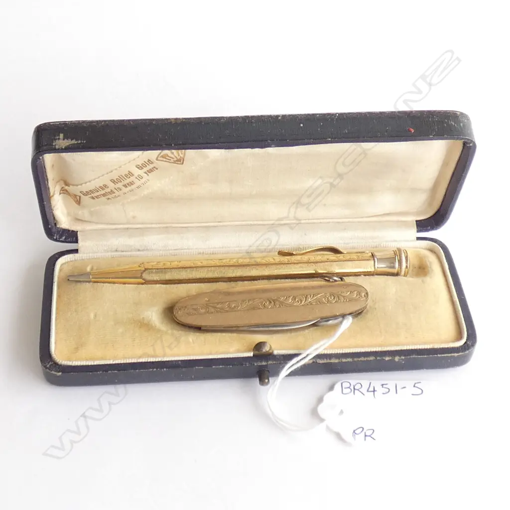 (19508) VINTAGE ROLLED GOLD PENCIL & POCKET KNIFE - IN ORIGINAL BOX Image 1++