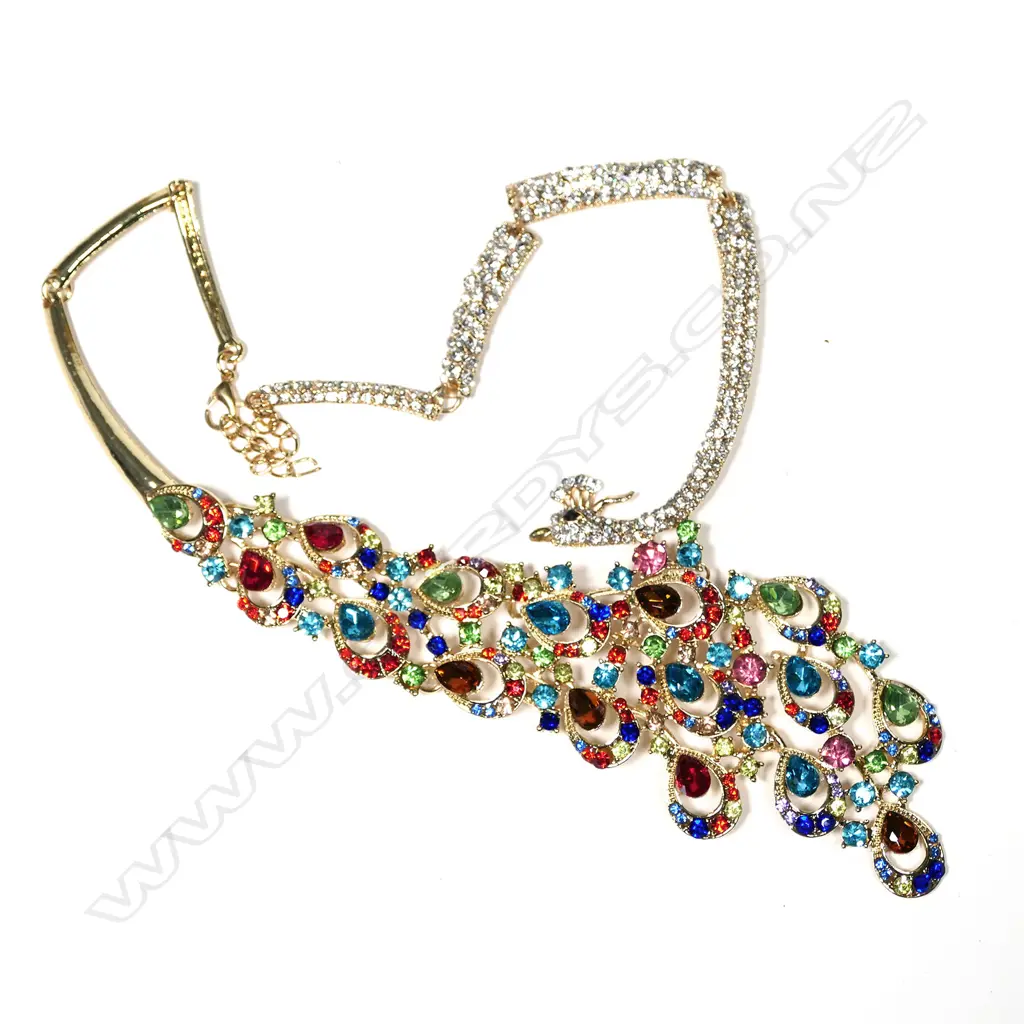 SPECTACULAR PEACOCK NECKLACE AND EARRINGS Image 1++