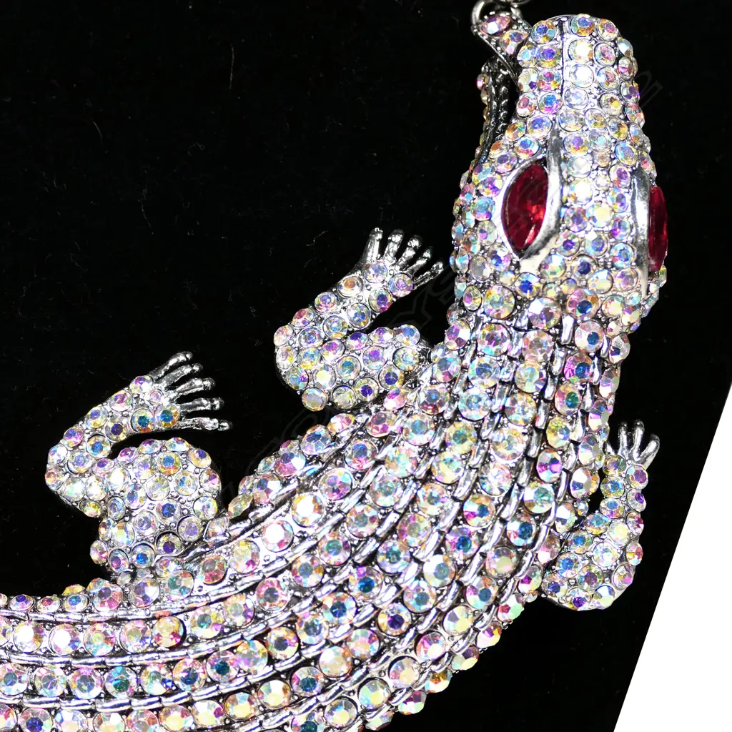 SPECTACULAR COSTUME CROCODILE NECKLACE AND EARRINGS Image 1++