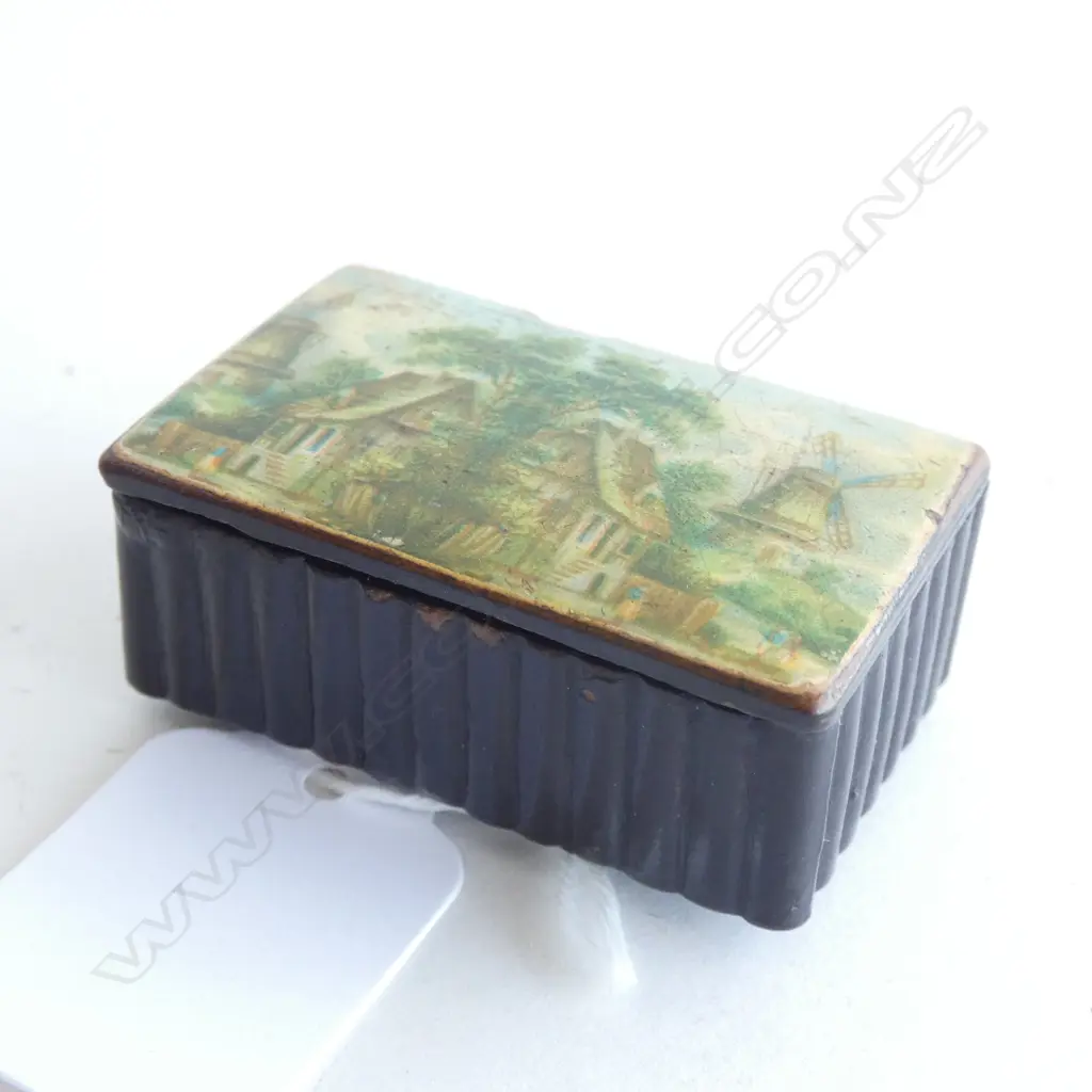 SMALL VICTORIAN PAPIER MACHE SNUFF BOX Image 1++