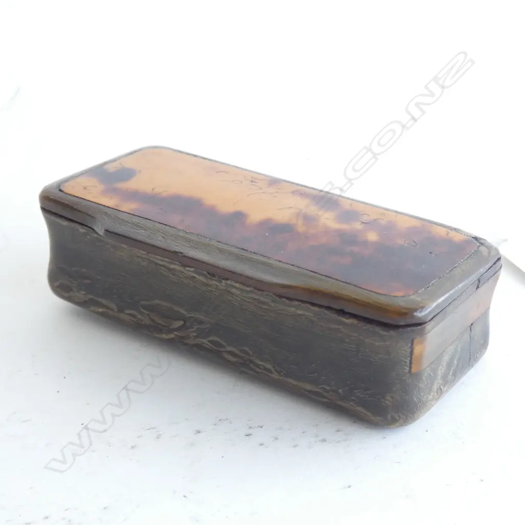VICTORIAN HORN AND TORTOISESHELL SNUFF BOX Image 1++