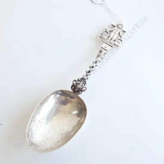 A 19thC Dutch silver birth spoon