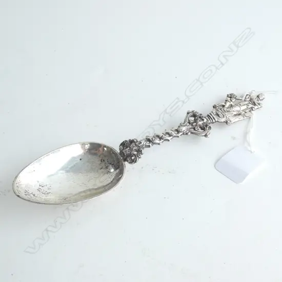 A 19thC Dutch silver birth spoon