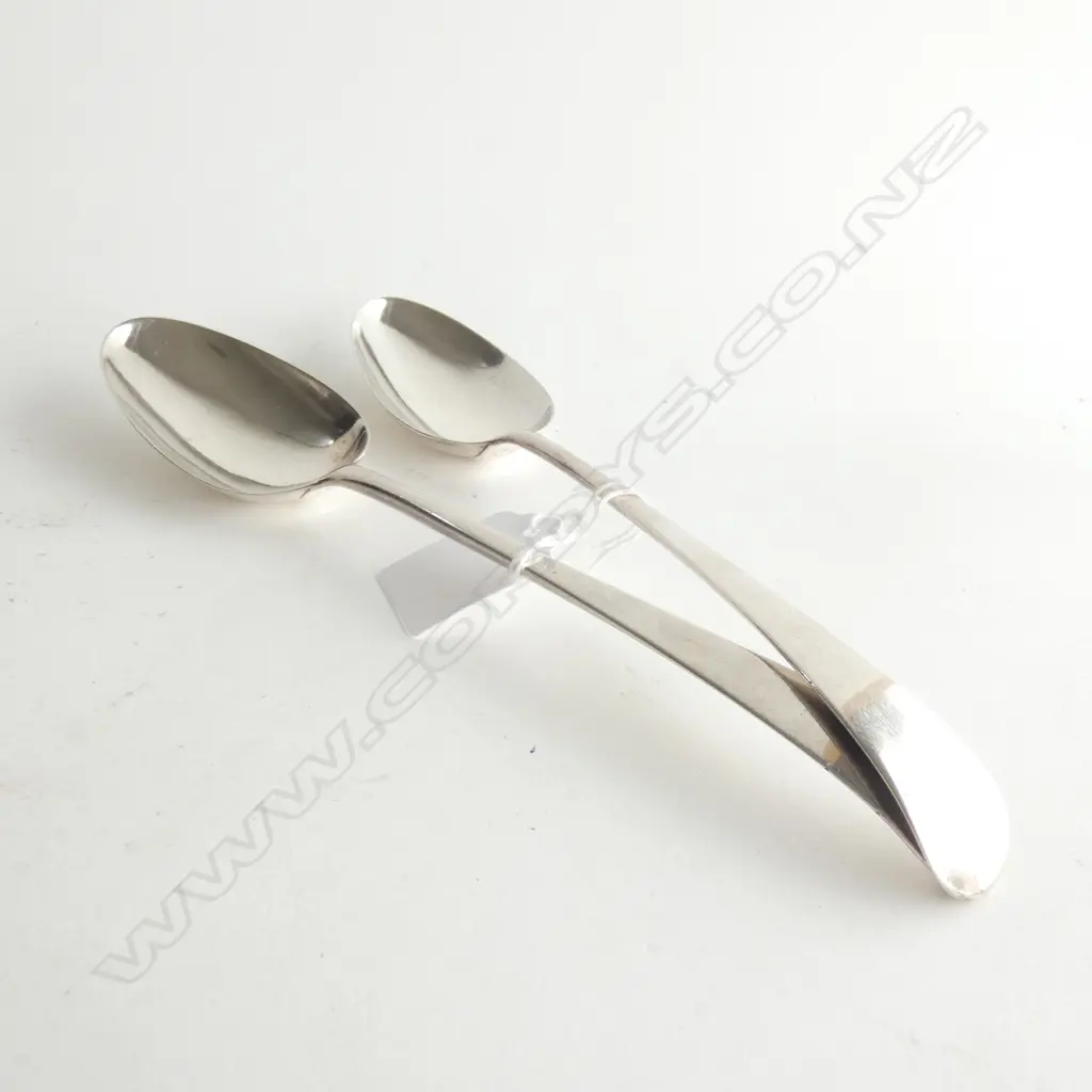 PAIR SILVER TABLESPOONS - LONDON 1785 120gms Image 1++