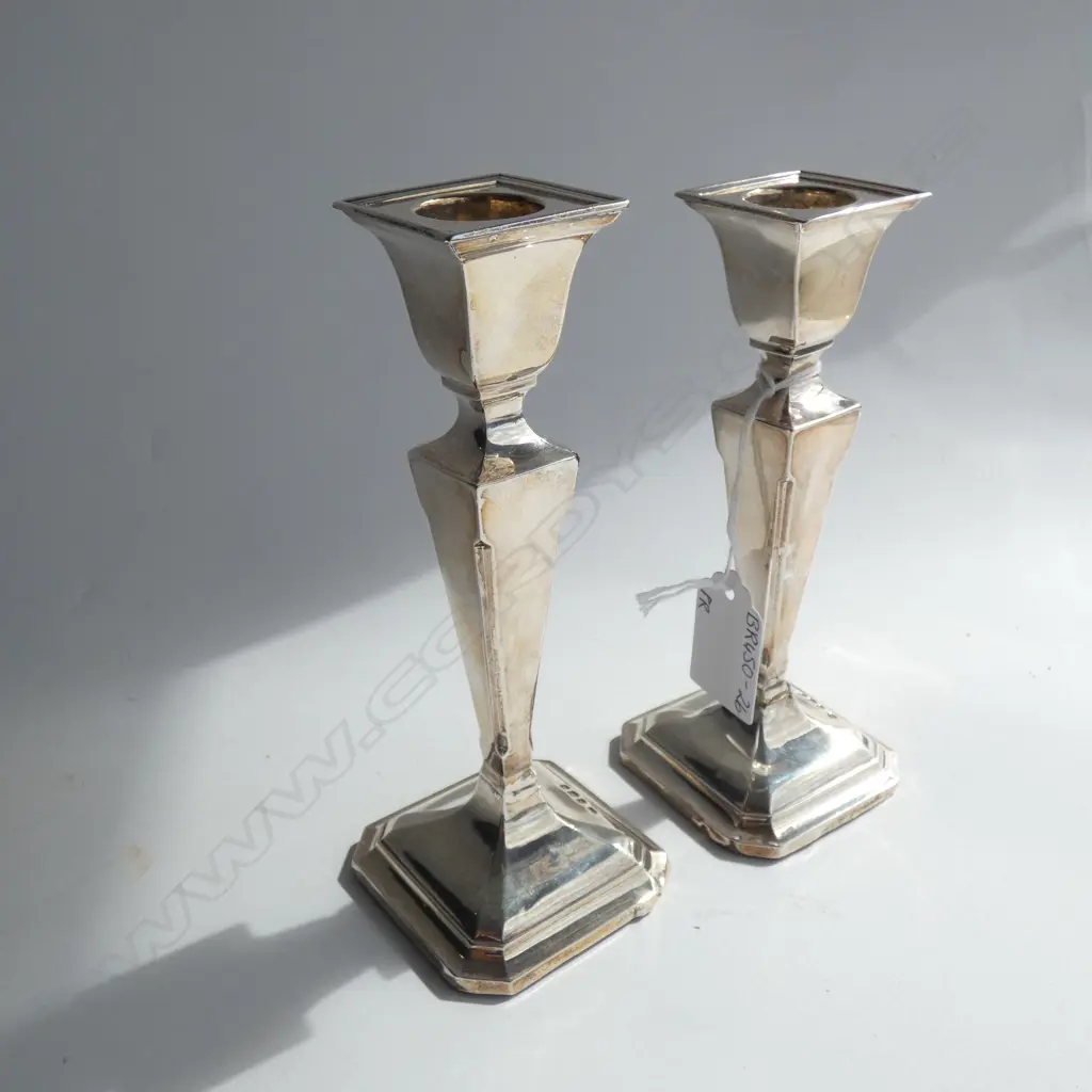PR STG SILVER CANDLE HOLDERS H. 140MM - BIRMINGHAM 1915 Image 1++