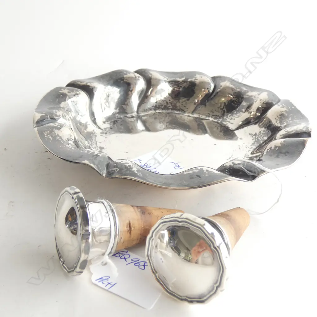 GERMAN SILVER 835 DISH 132GMS +  800 SILVER STOPPERS Image 1++