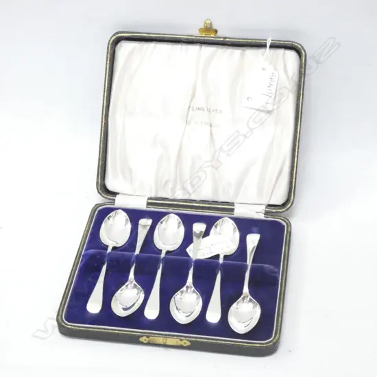 6 STG SILVER TEAPOONS, CASED B'HAM 1926 59 GRAMS