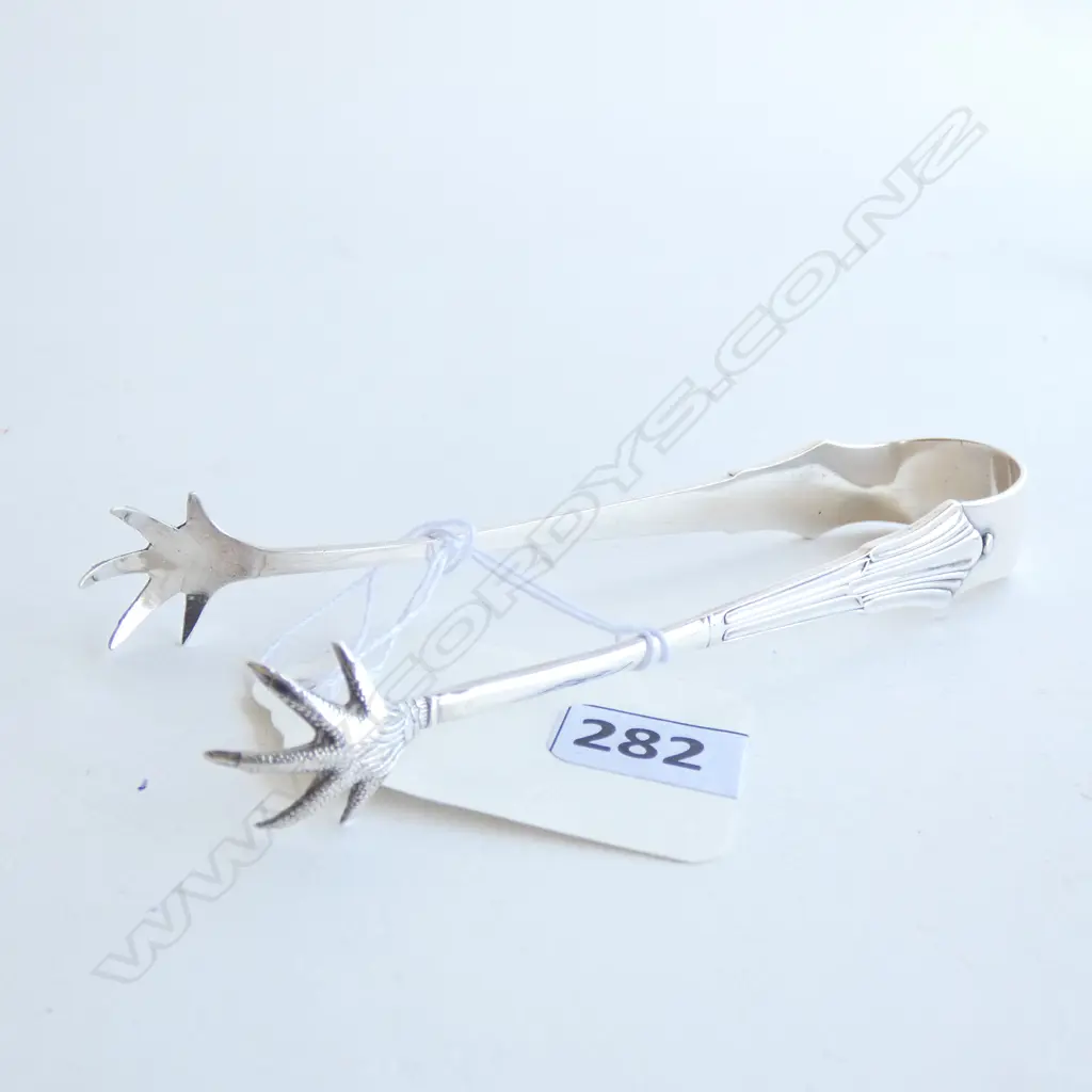 PR SILVER CLAW BOWL SUGAR TONGS by J COLYER & Co, B'HAM 1905. Image 1++