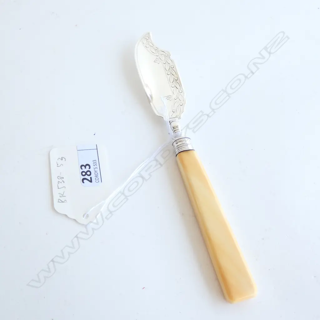GEO IV SILVER BUTTER KNIFE w IVORY HANDLE by LEDSAM VALE & WHEELER, B'HAM 1826.  Image 1++