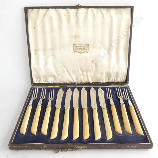 STG SILVER & IVORY CASED FRUIT SET SHEFFIELD 1946