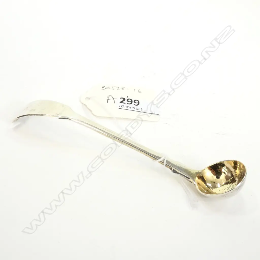 Wm. IV SILVER MINIATURE CREAM LADLE by Wm CHAWNER, LONDON 1830, FIDDLE PATTERN. GILT BOWL. 22gm Image 1++