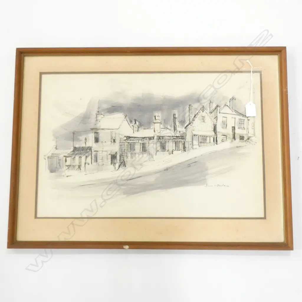 SHONA McFARLANE PEN AND INK OF HOUSES 370 X 470mm Image 1++