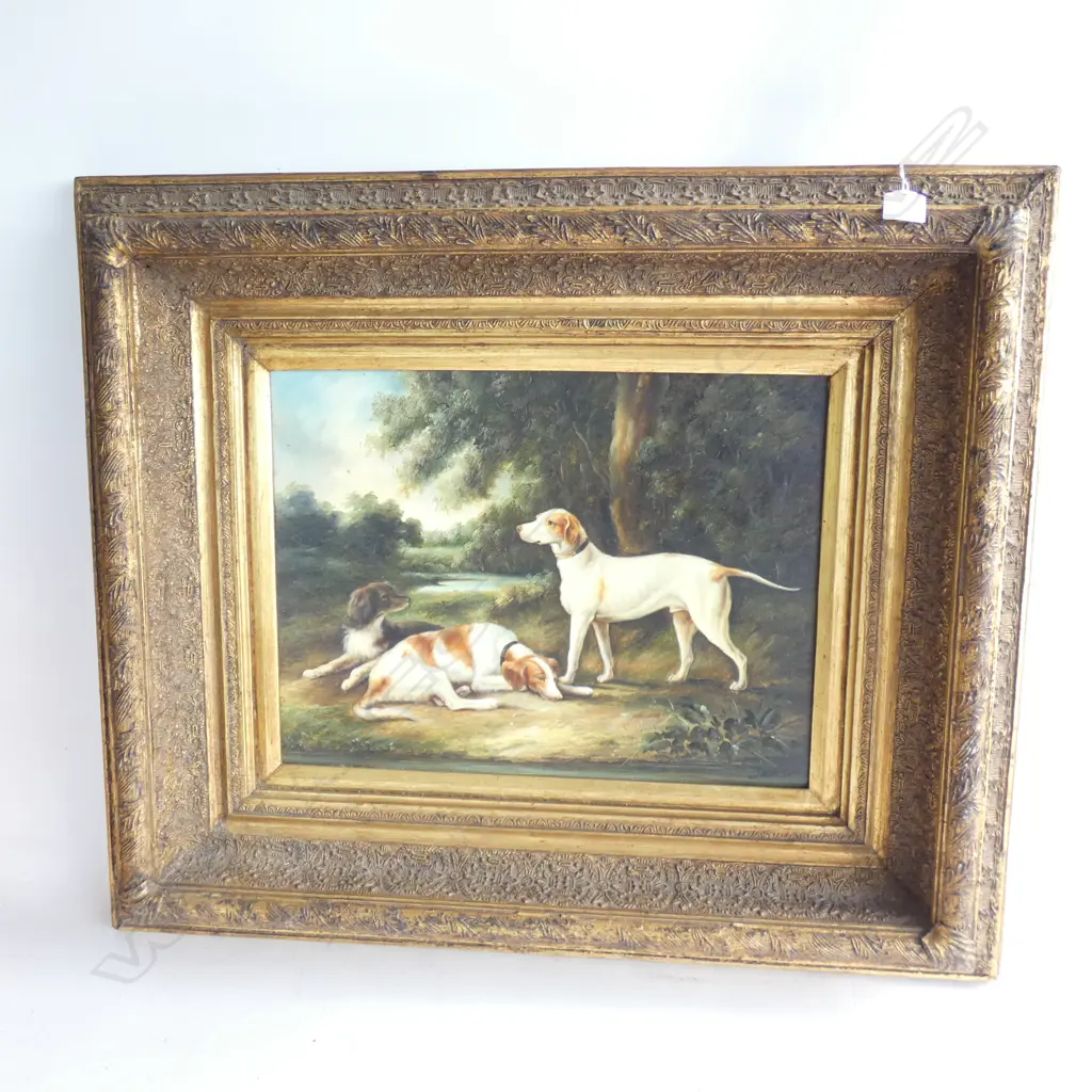OIL ON BOARD - HUNTING DOGS Image 1++