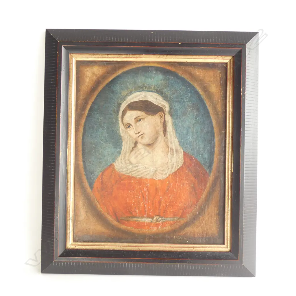 ANTIQUE RELIGIOUS OIL ON BOARD 315x265mm  Image 1++