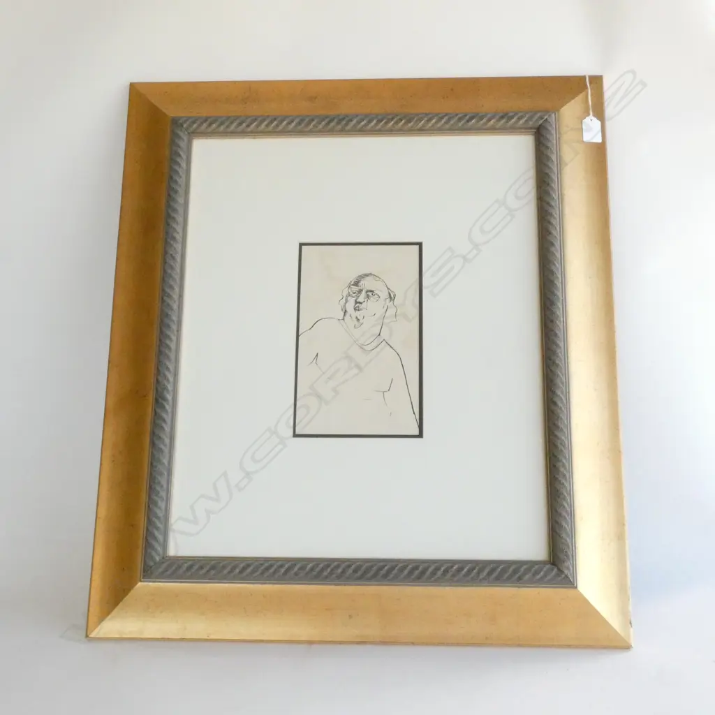 SUZANNE GOLDBERG INK PORTRAIT '92 240x145mm LARGE GILT FRAME... Image 1++