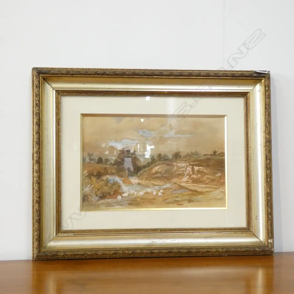 ARTIST UNKNOWN, W/C LANDSCAPE 230x355mm GILT FRAME Image 1++