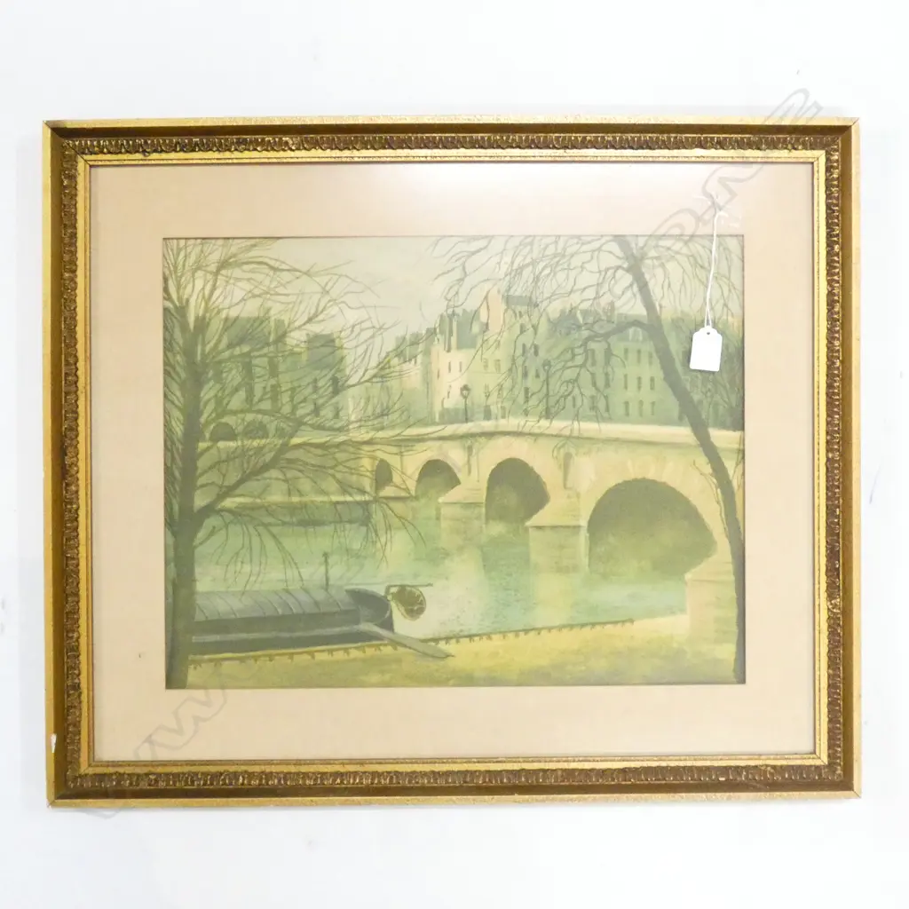 PRINT - BRIDGE OF THE RIVER SEINE BY FABRE Image 1++