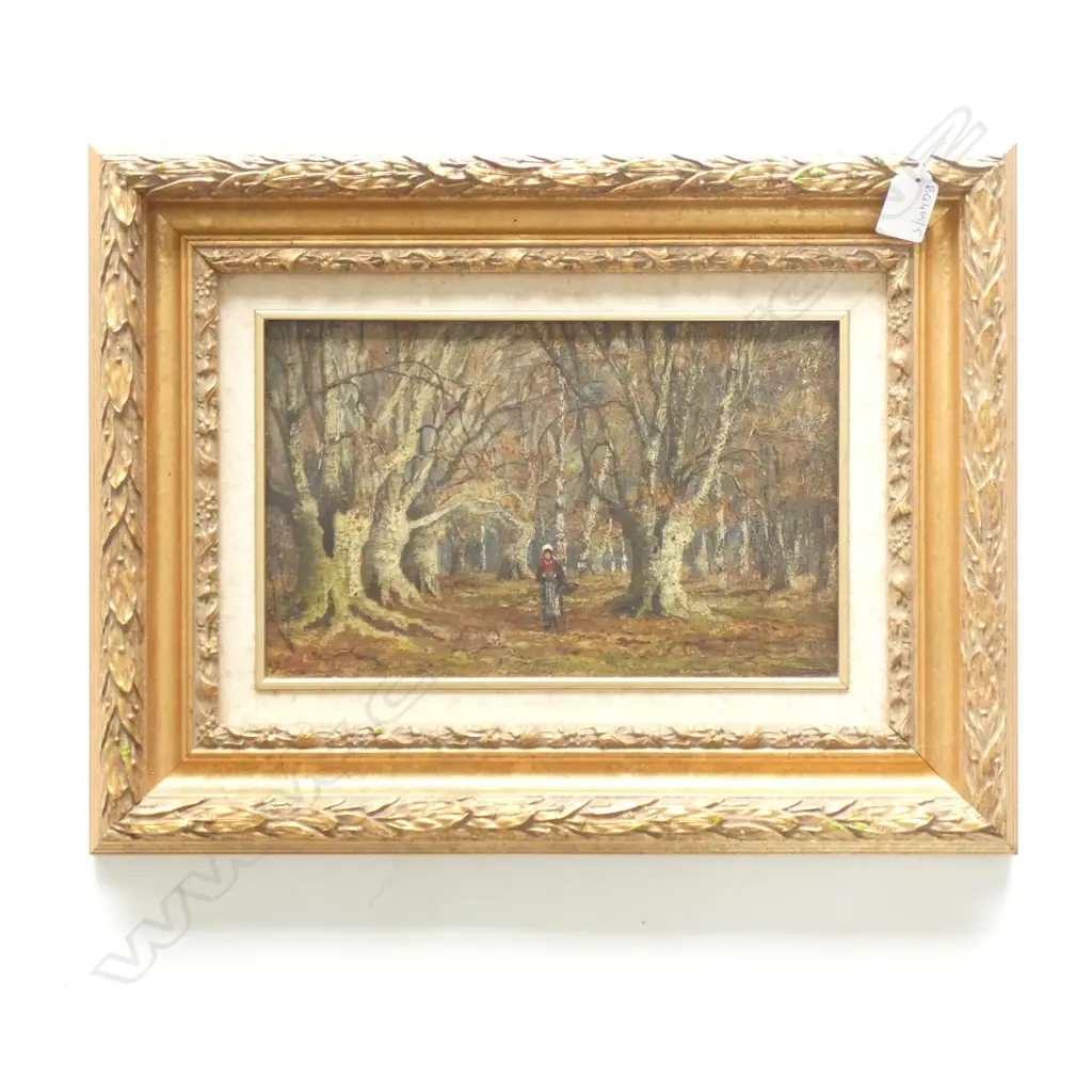 ARTIST UNKNOWN GILT FRAMED FOREST OIL 180x290mm Image 1++