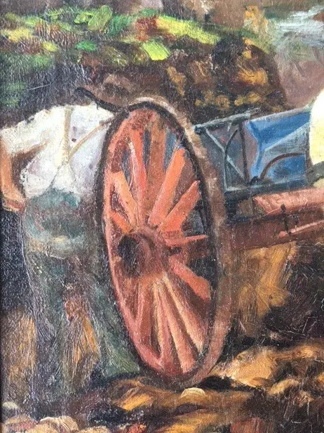 H. S. POWER (ATTRIB.) 'THE WORKERS' OIL ON BOARD HORSE & CART 305x430mm Image 1++
