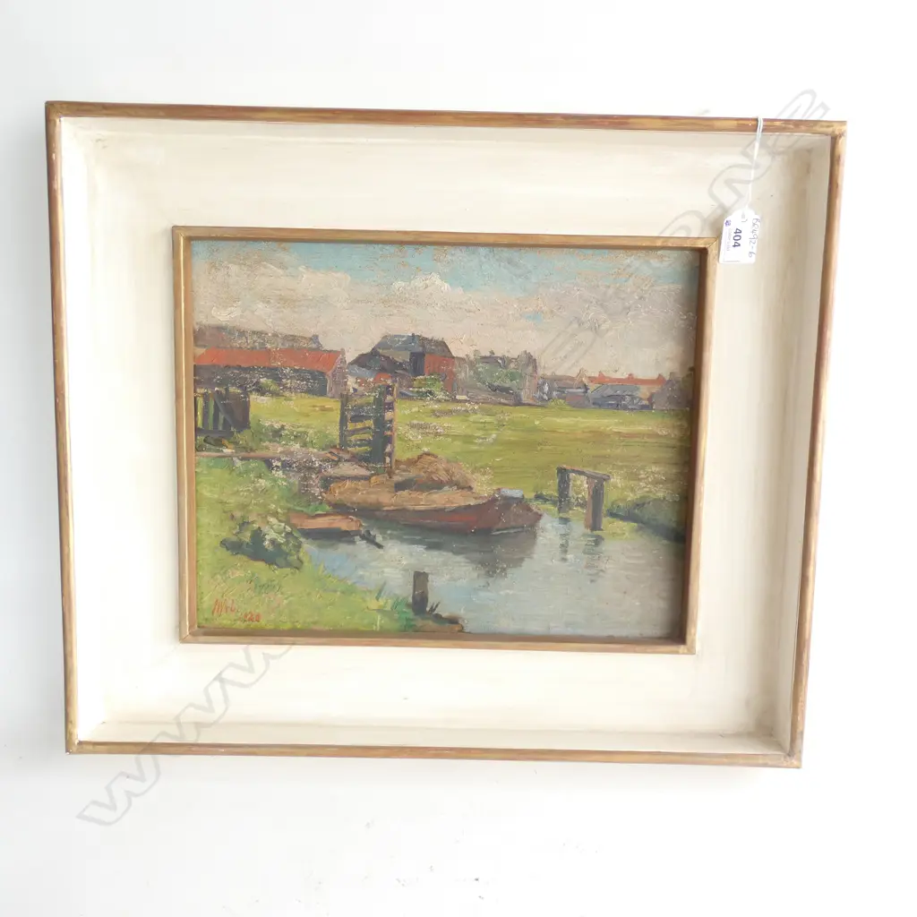 WALTER TIEMANN (GERMAN 1896 - 1951) 'THE OLD BARGE' OIL ON BOARD 1920... Image 1++