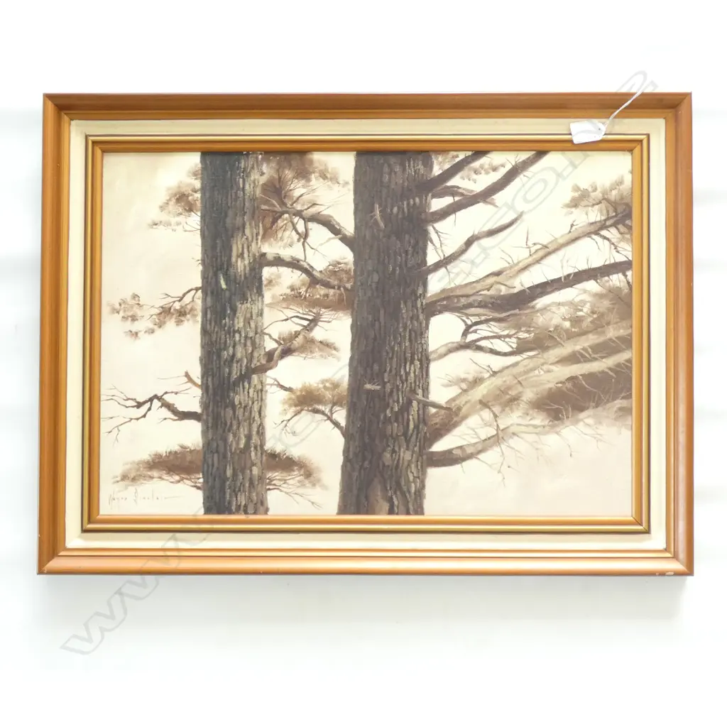 OIL ON BOARD 'PINE TREES' BY WAYNE SINCLAIR  570 X 390MM Image 1++