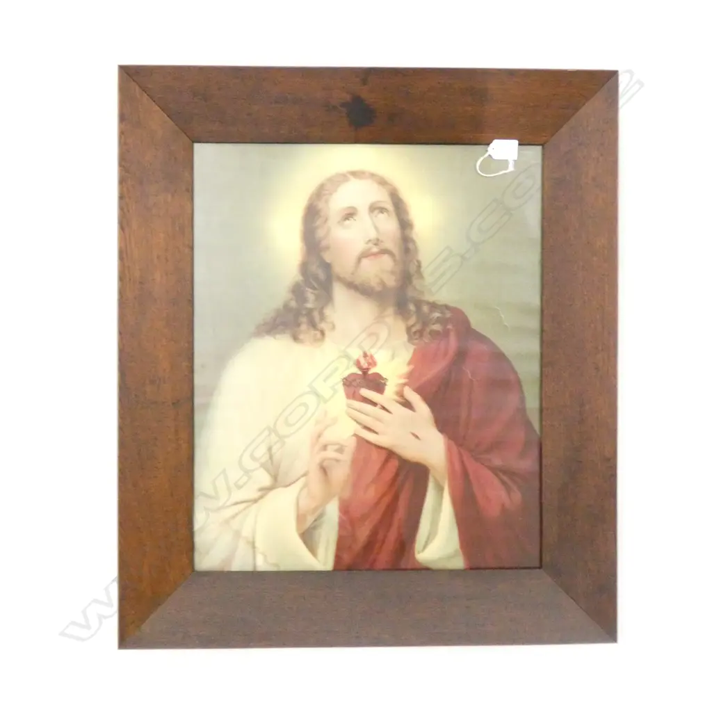 LARGE RELIGIOUS PRINT - JESUS AND THE SACRED HEART 550 X 430mm Image 1++