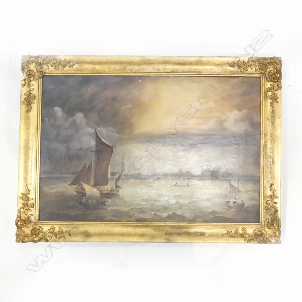 GIBBS OIL PAINTING LONDON ON THE THAMES A.F SCRATCH Image 1++
