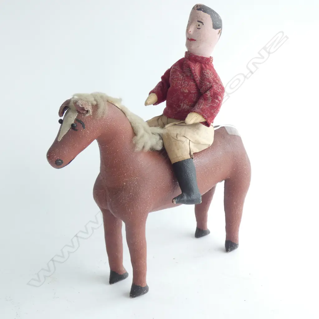 19thC FOLK ART; MAN ON HORSE L. 310MM Image 1++