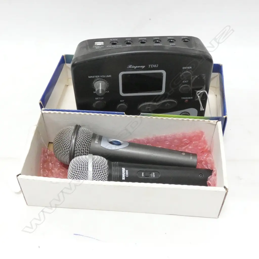 PHILIPS AND SHURE CORDLESS MICROPHONES + RINGWAY DRUM CONTROLLER Image 1++