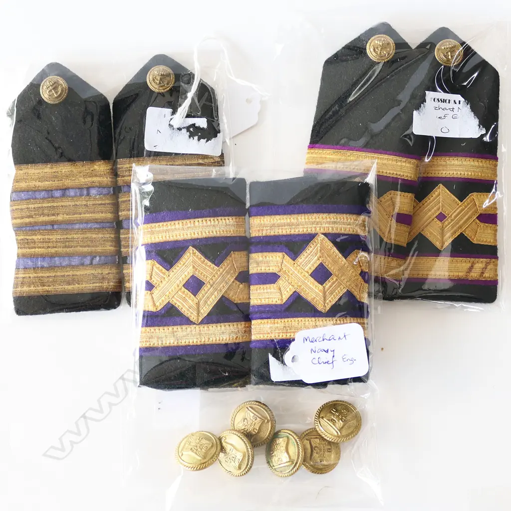 3 SETS OF EPAULETTES + 6 MERCHANT NAVY BUTTONS Image 1++