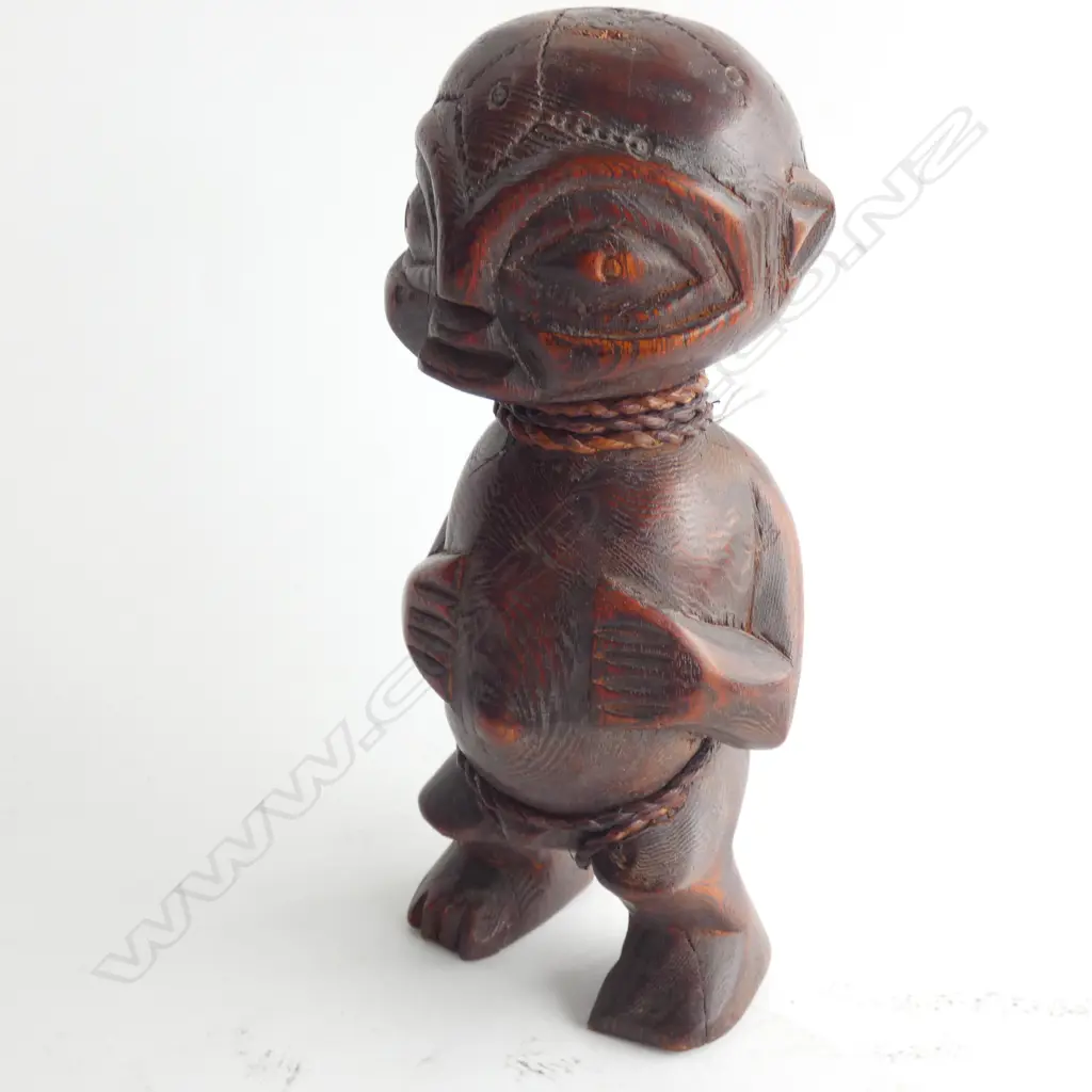 CARVED WOODEN AFRICAN STANDING FIGURE, REDDISH STAINED. H.220mm Image 1++