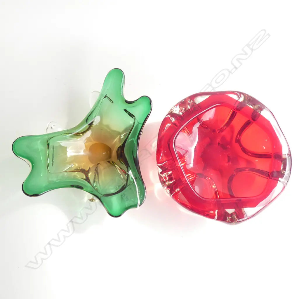 2 MURANO ART GLASS NUT BOWLS 230mm dia Image 1++