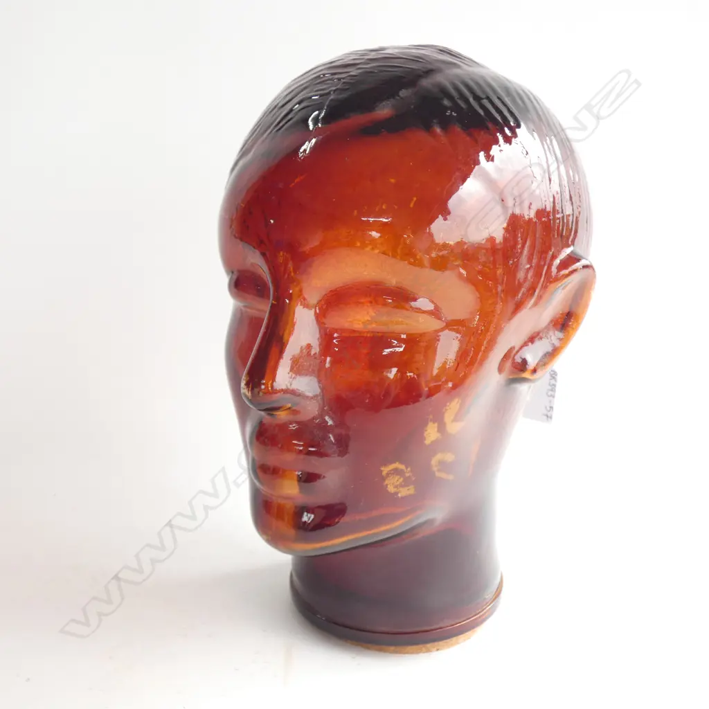 AMBER GLASS MALE HEAD - H. 270MM Image 1++