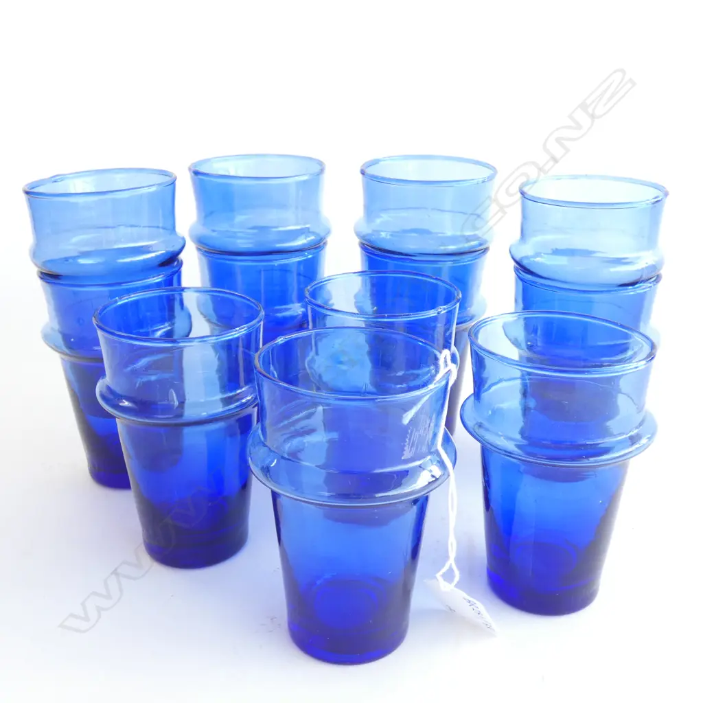 SET OF 12 HAND BLOWN BLUE CUPS H.100mm Image 1++
