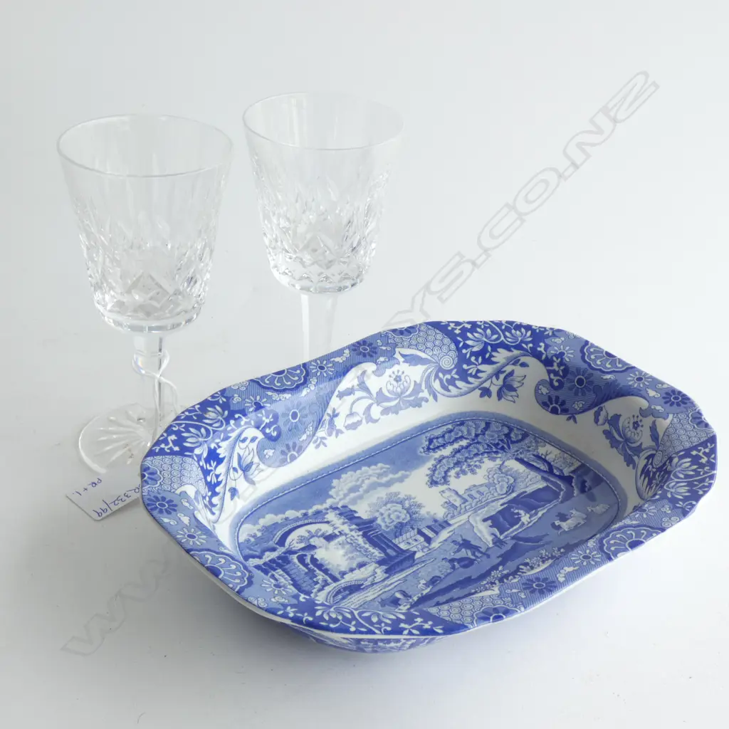 PR WATERFORD GLASSES H.140mm + SPODE 'ITALIANATE' DISH Image 1++