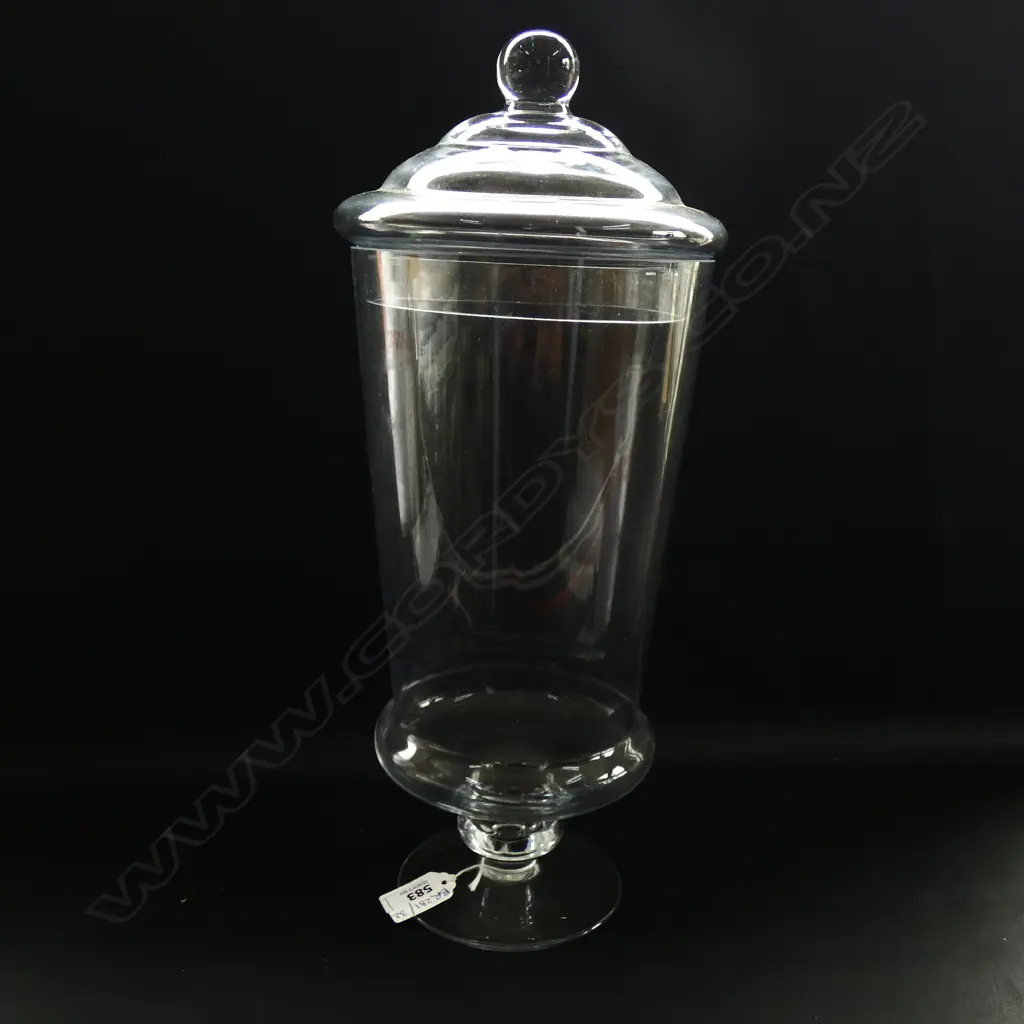 LARGE LIDDED HURRICANE VASE / CANDY JAR H.385mm Image 1++