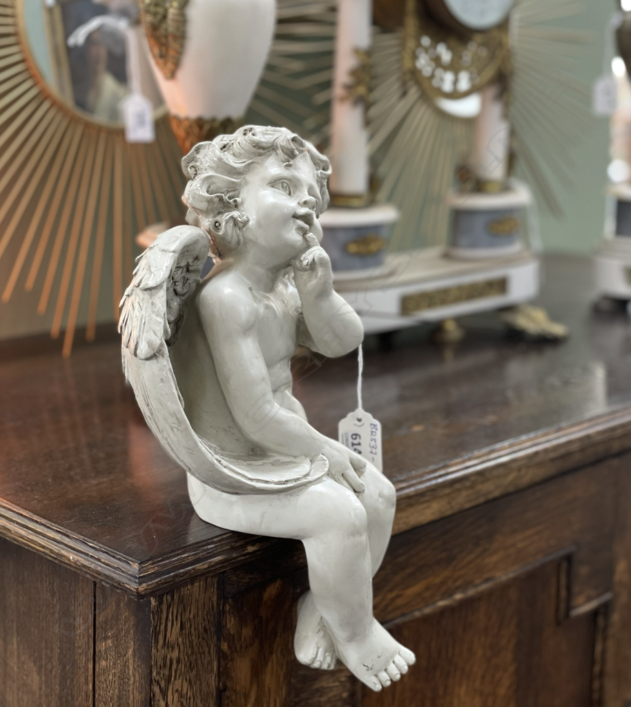 FRENCH WHITE WASHED ANGEL SITTING Image 1++