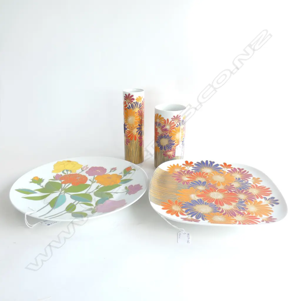 ROSENTHAL STUDIO LINE WALL PLATE ROSEMONDE NAIRAC FLOWER PLATE & 2 VASES Image 1++