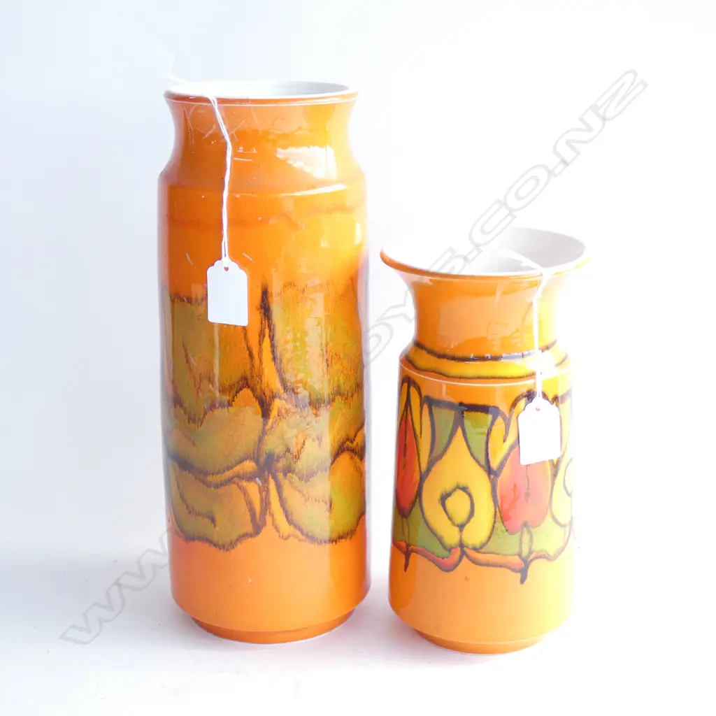 2 ORANGE POOLE VASES H.320mm Image 1++