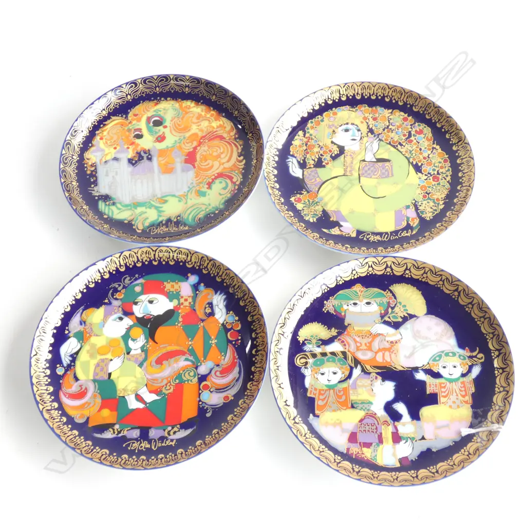 	FOUR ASST. ROSENTHAL BJORN WIINBARD ALADDIN PLATES DIA 165MM Image 1++