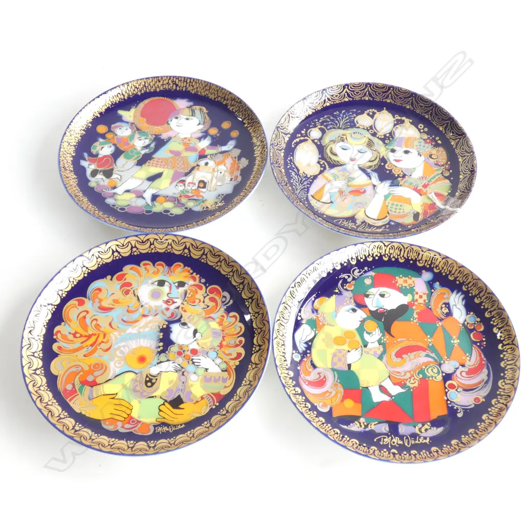 	FOUR ASST. ROSENTHAL BJORN WIINBARD ALADDIN PLATES DIA 165MM Image 1++