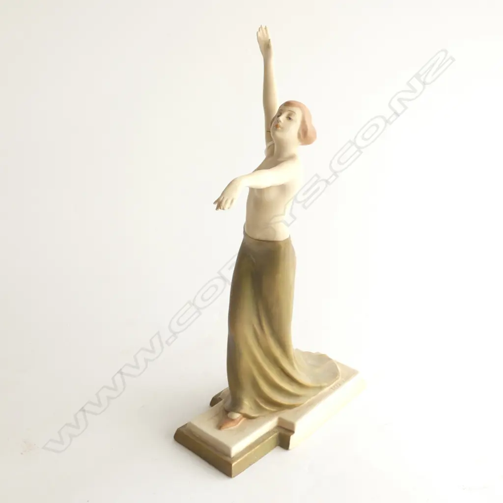 ROYAL DUX NUDE FEMALE DANCER FIGURINE H.330mm AF ARM REPAIRED Image 1++