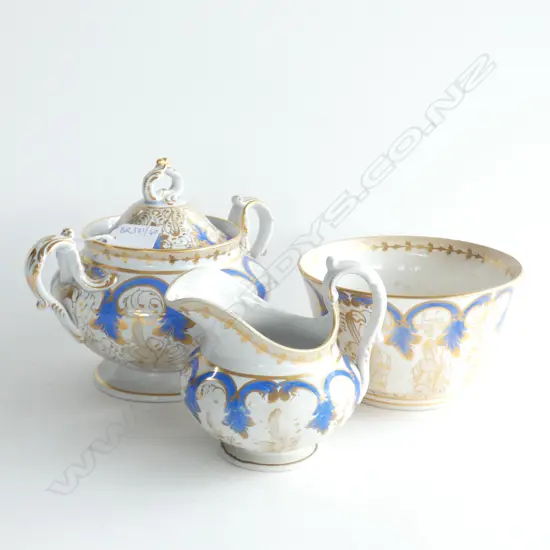 3 PCES MID 19thC DAVENPORT; SUGAR, BOWL (AF) & JUG...