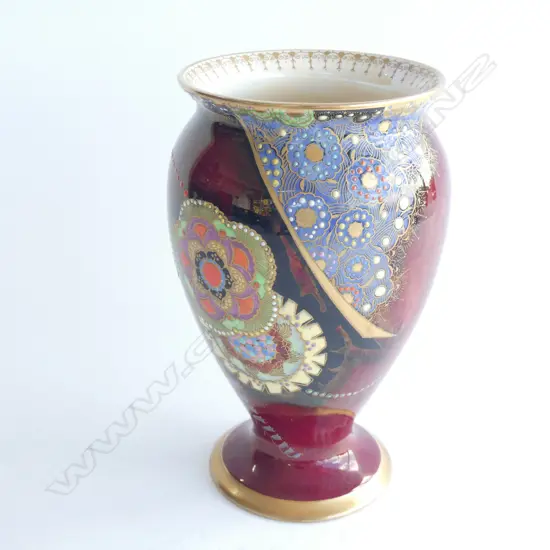 CARLTON WARE ROUGE ROYALE VASE - FLORAL PATTERN  H. 180MM