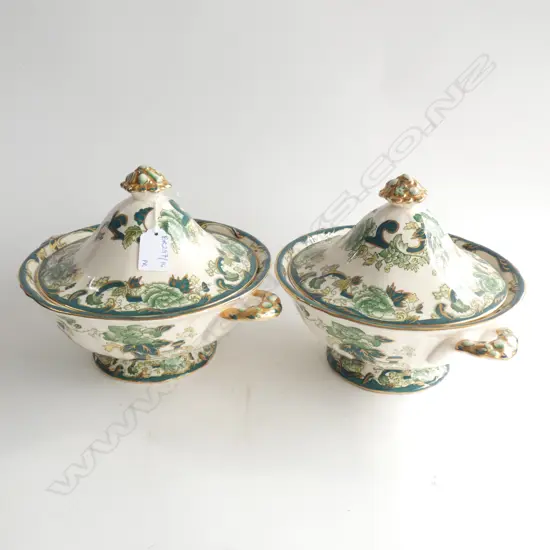 PR MASONS 'CHARTREUSE' IRONSTONE TUREENS 210mm dia 