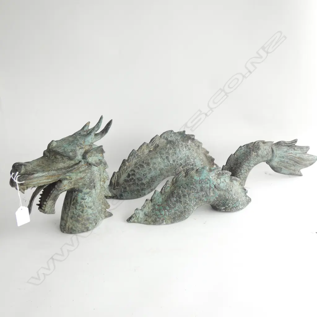 4 PCE BRONZE DRAGON GREEN VERDIGRIS FINISH Image 1++
