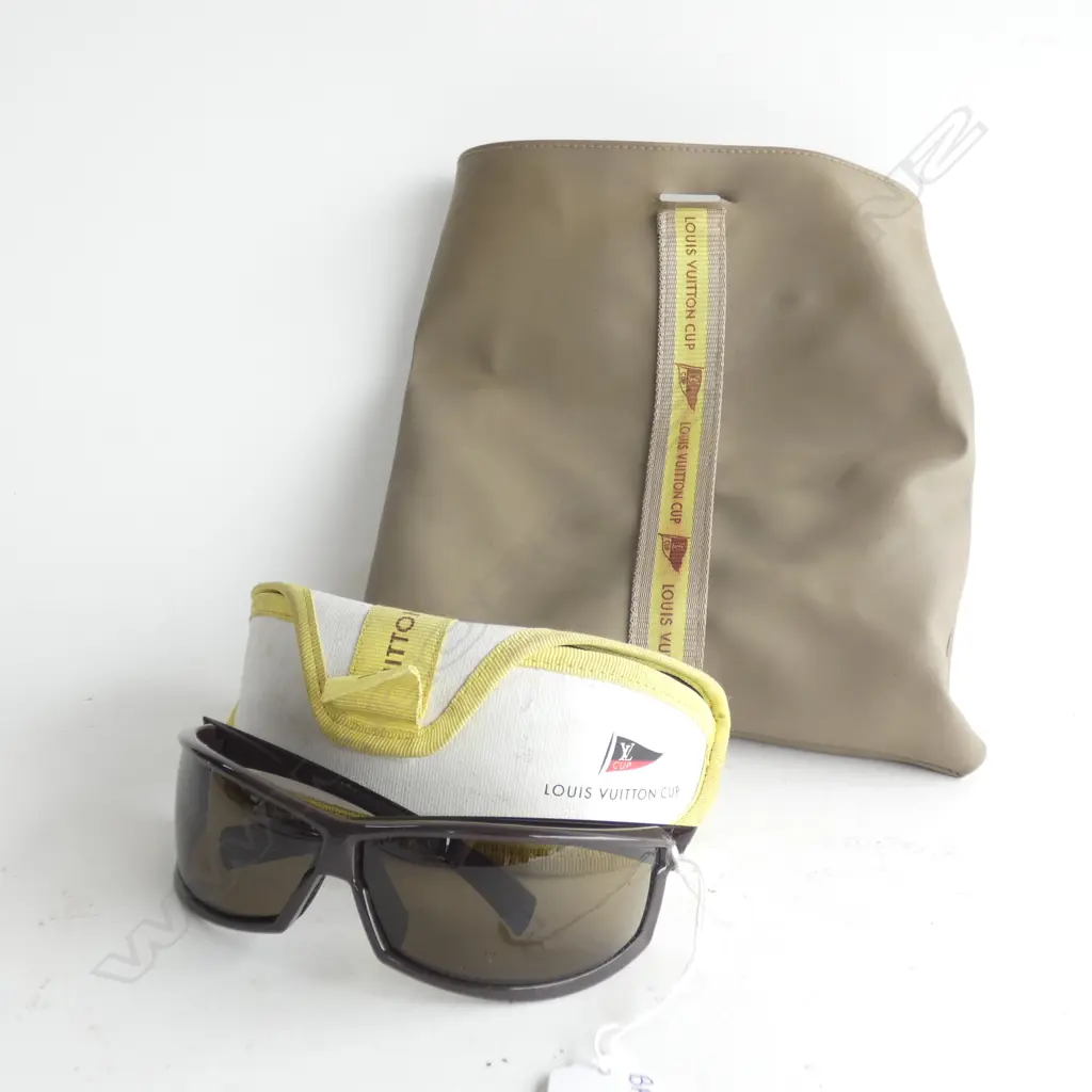LOUIS VUITTON SUNGLASSES AND CASE FROM BERMUDA AMERICAS CUP EVENT WITH LV WRIST BAG Image 1++