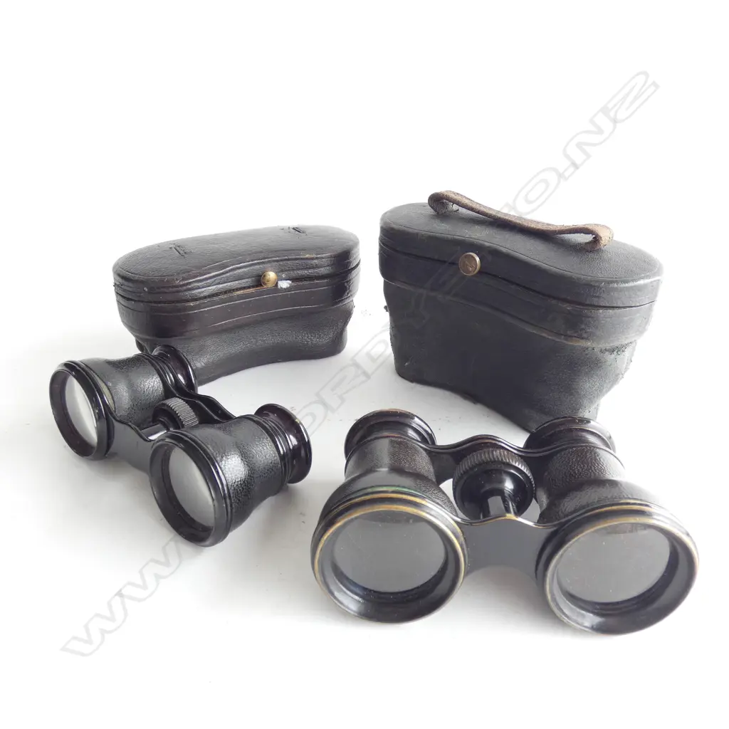 2 PAIR OF OPERA GLASSES AND MATCHING LEATHER CASE RETAILED BY W LITTLEJOHN & SONS, WELLINGTON Image 1++